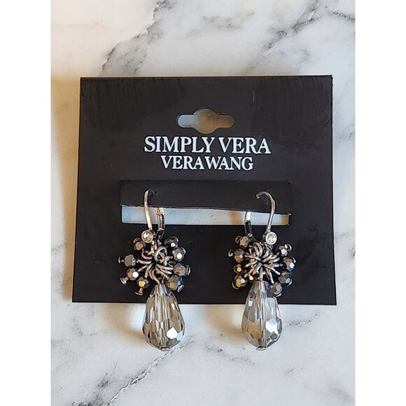 Simply Vera Vera Wang Silver-Tone Crystal Drop Earrings With Clustered Beads - Picture 1 of 5